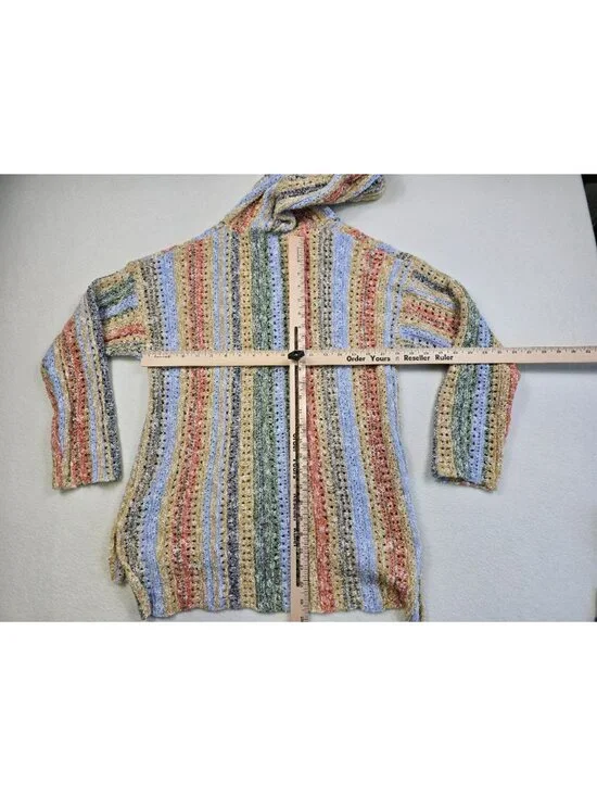 BKE Womens Multicolor Striped Knit Hoodie Sweater Small - Picture 4 of 4